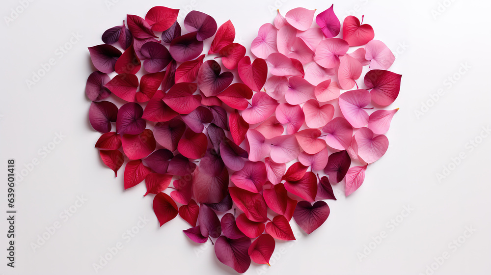 Heart shape made of flower petals with hearts around it. Generative Ai Heart shape made of flower petals with hearts around it. Generative Ai