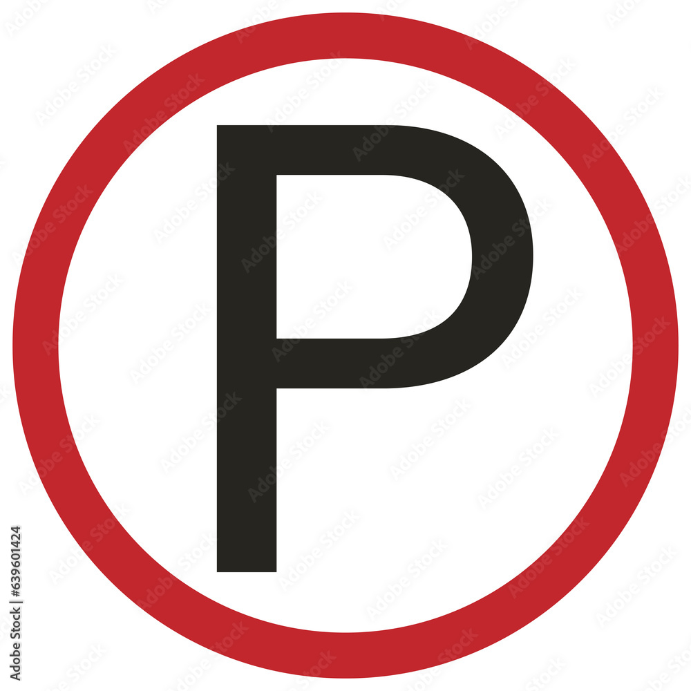 Isolated printable sticker label design round circle white red P letter for car or motorbike parking area street sign Isolated printable sticker label design round circle white red P letter for car or motorbike parking area street sign