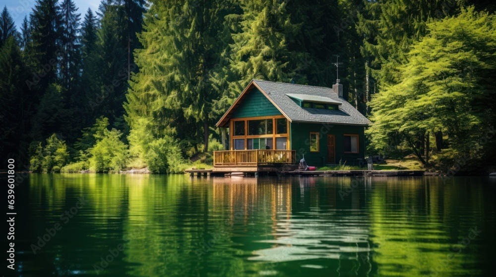 Obraz premium house on the river. Generative AI