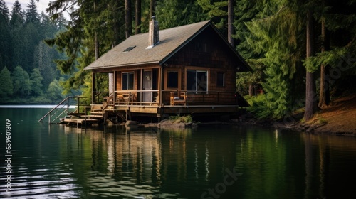 house on the lake. Generative AI