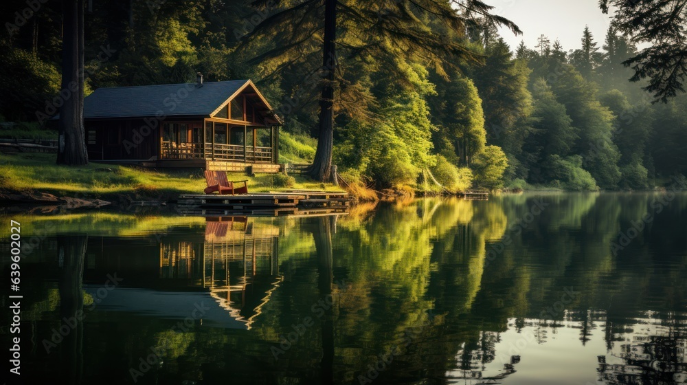 Obraz premium house on the river. Generative AI