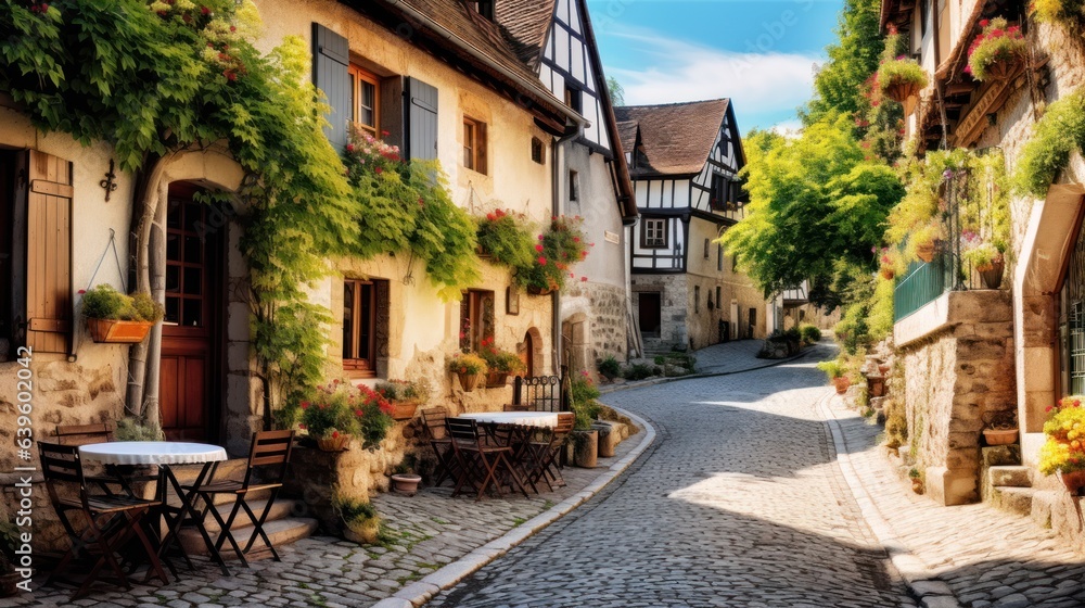 street in the town. Generative AI street in the town. Generative AI