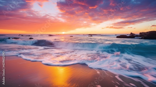 sunset over the sea. Generative AI © ArtSpree