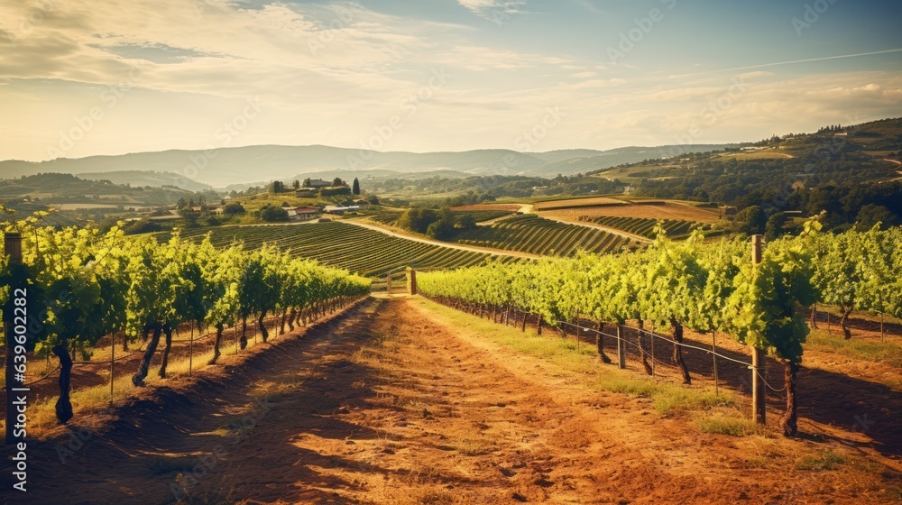 Fototapeta premium vineyard in autumn. Generative AI