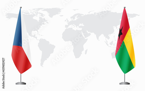 Czech Republic and Guinea Bissau flags for official meeting