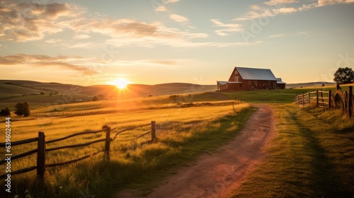 sunset in the countryside. Generative AI