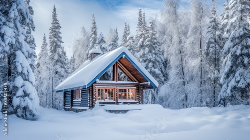 house in the snow. Generative AI © ArtSpree