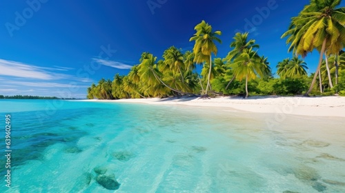 beach with palm tree. Generative AI