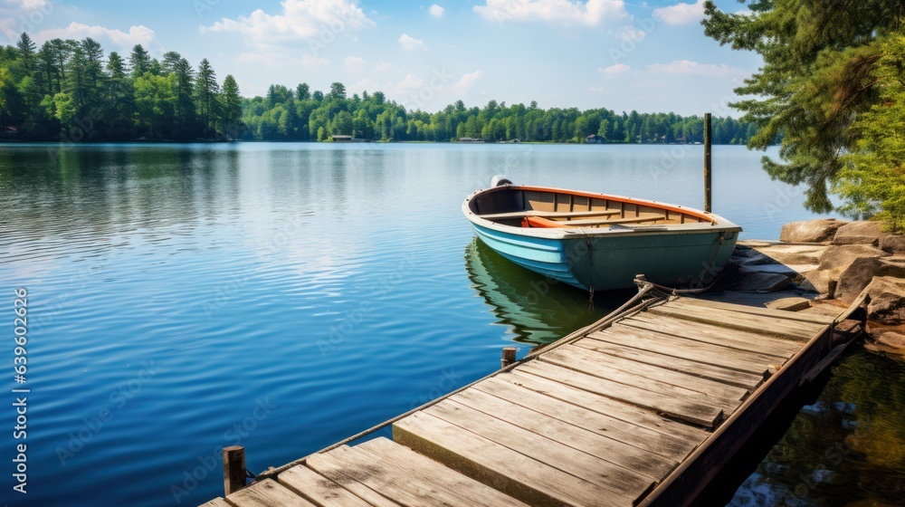Obraz premium boat on the lake. Generative AI