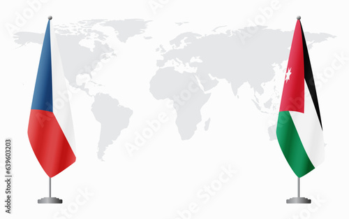 Czech Republic and Jordan flags for official meeting