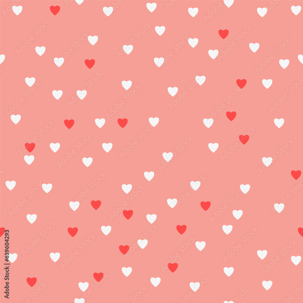 Seamless pattern of small hearts white and red Seamless pattern of small hearts white and red