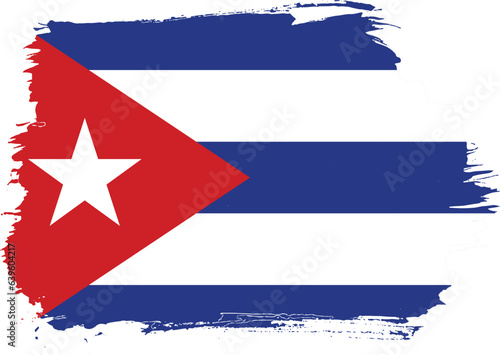 Creative hand-drawn brush stroke flag of CUBA country vector illustration