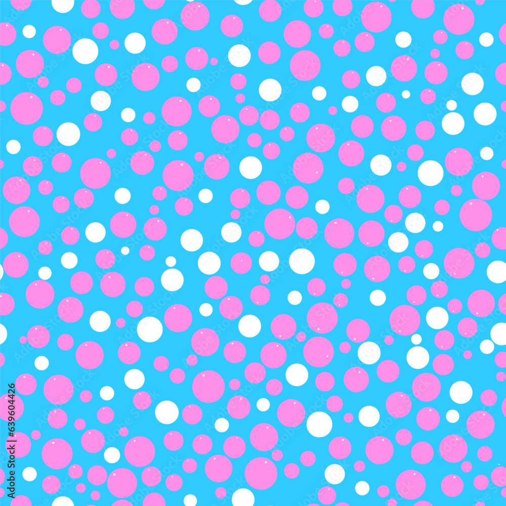 Colorful Polka Dot seamless pattern in pink and white colors