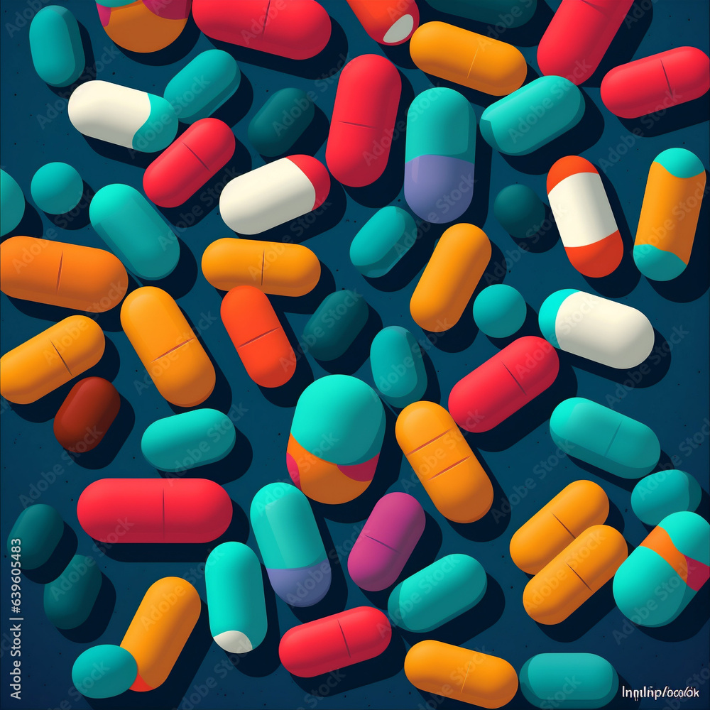 medication pill tablet illustration medicine drug pharmaceutical capsule medical pharmacy. Generative AI.