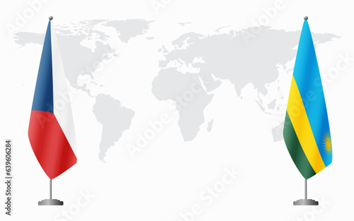 Czech Republic and Rwanda flags for official meeting