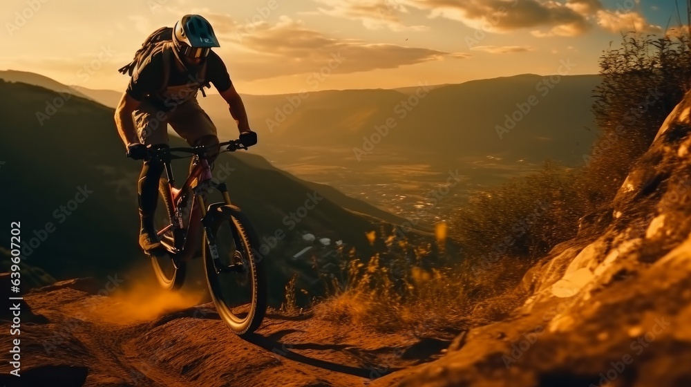 Extraordinary mountain bicycle don competitor man riding outside way of life path Extraordinary mountain bicycle don competitor man riding outside way of life path