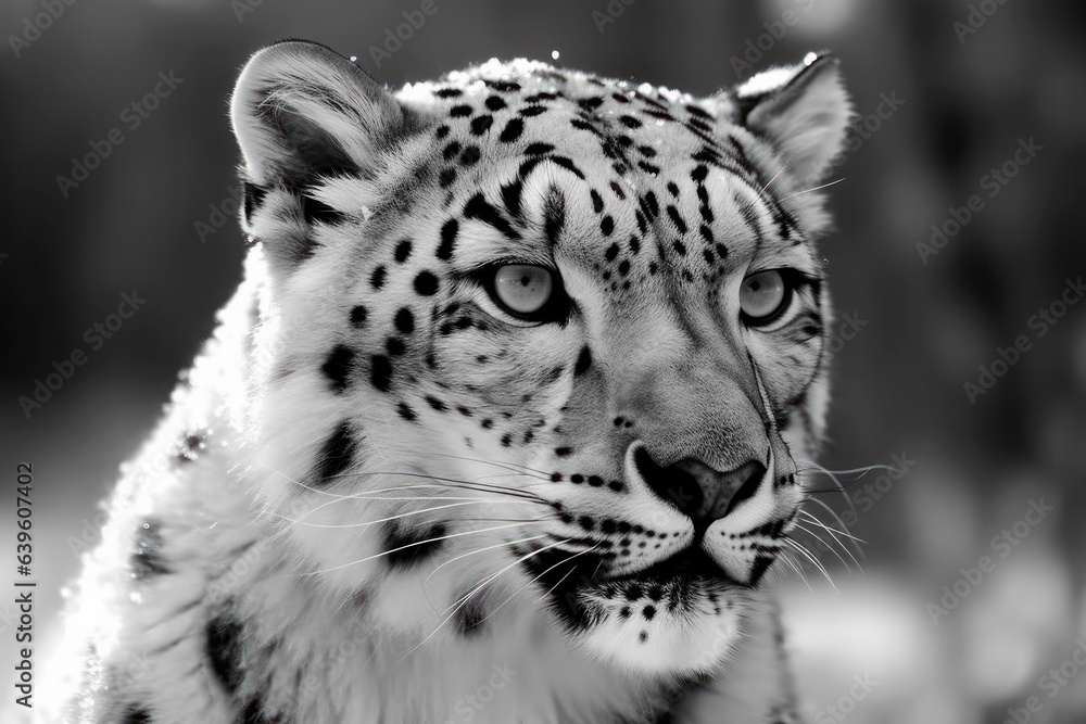 Obraz premium closeup portrait of a white tiger. Wild beauty of the most dangerous beast of the world. the biggest cat. Beautiful wild siberian tiger portrait close up. Black and white jaguar