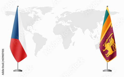 Czech Republic and Sri Lanka flags for official meeting