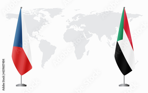 Czech Republic and Sudan flags for official meeting