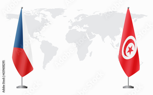 Czech Republic and Tunisia flags for official meeting