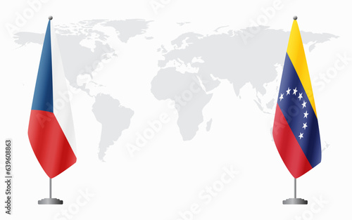 Czech Republic and Venezuela flags for official meeting