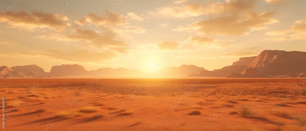 Cinematic African landscape featuring a single green tree in the vast desert