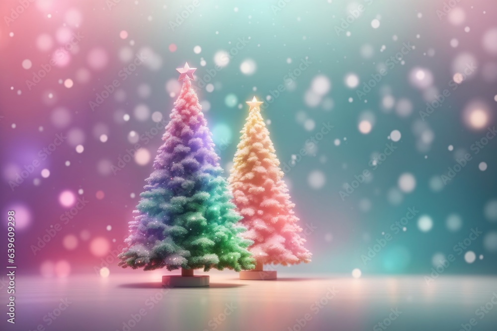 Obraz premium Beautiful decorated christmas tree in a winter landscape with snow