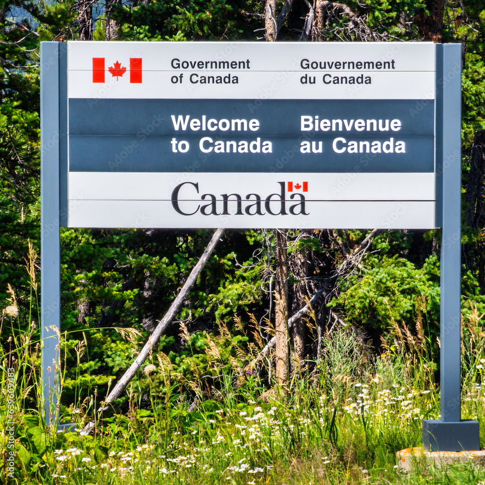 USA - Canada border post, on Chief Mountain highway, Browning, Montana.
