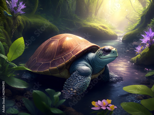 turtle in the water, generative ai © Mahesh Shrigani