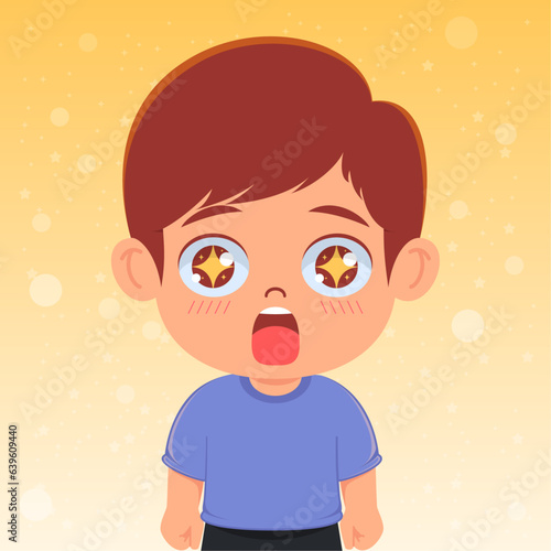 Cute boy enthusiastic and fascinated, eyes shining