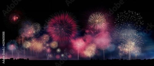 Colorful fireworks on the 4th of July, wide screen resolution