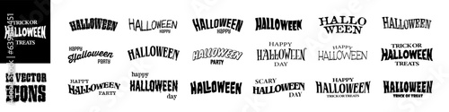 Halloween banner set. Lettering poster set.