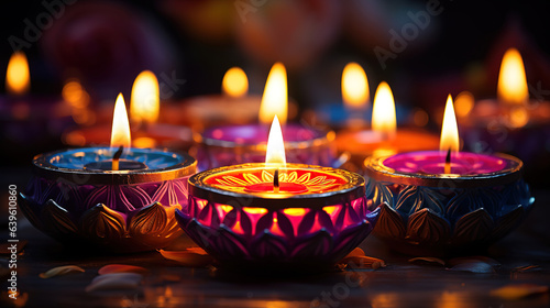Happy diwali decorative oil lamp festival celebration card background. Generative Ai