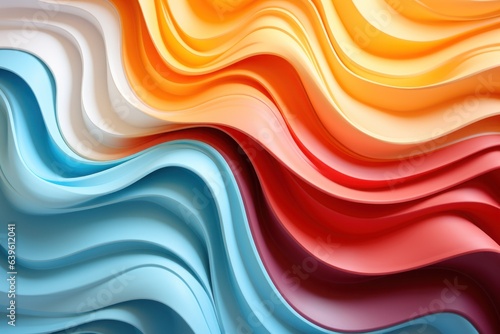 Rainbow Liquid pastel wavy melted plastic texture. Generative AI.