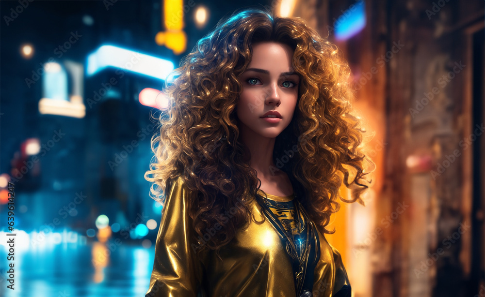 City backdrop frames the timeless beauty of a woman's portrait City backdrop frames the timeless beauty of a woman's portrait