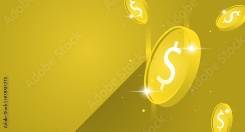 Dollar. Business banner with digital coin. Crypto currency money