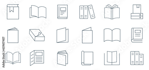 book line icon set vector. Digital library booklet brochure flyer  icon set illustration