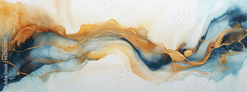Abstract of blue and yellow watercolor, marble style, generative AI