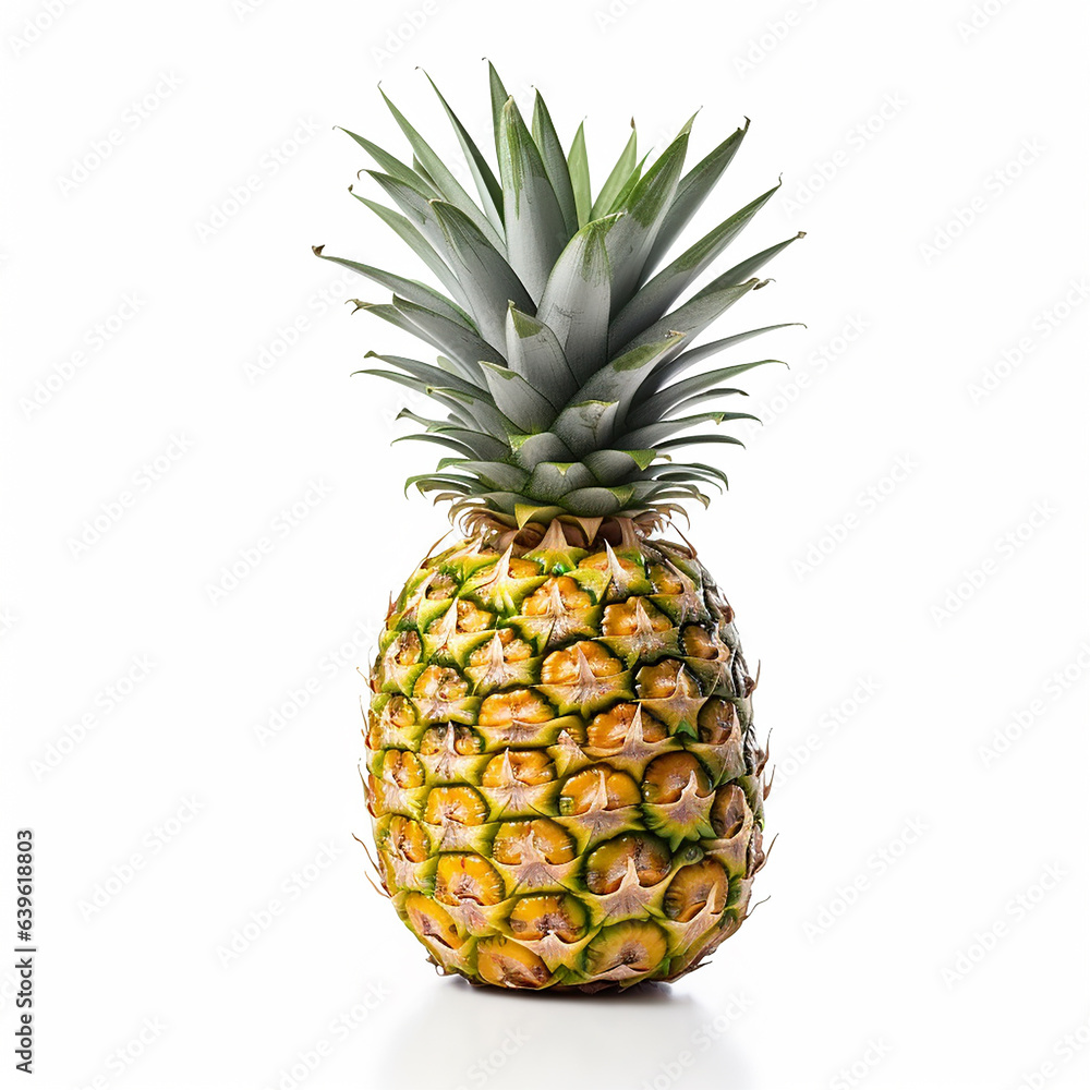 Fototapeta premium Crisp Pineapple on a White Background: Shadow-Free Simplicity