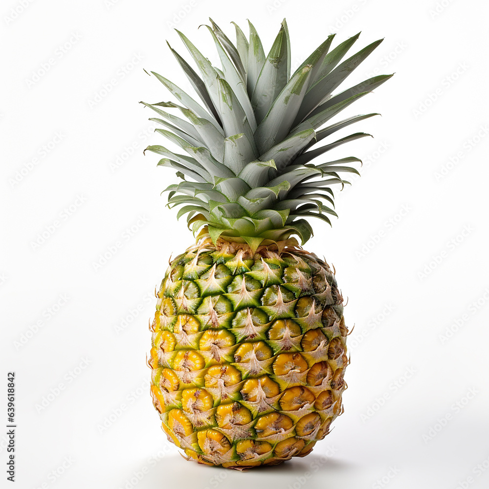 Fototapeta premium Crisp Pineapple on a White Background: Shadow-Free Simplicity