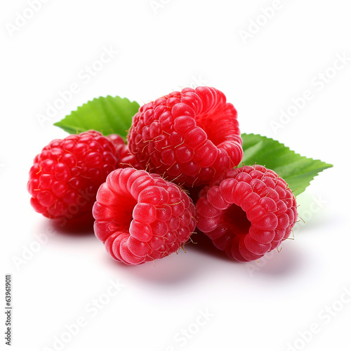 Vibrant Raspberries on a White Background  Freshness in Every Bite