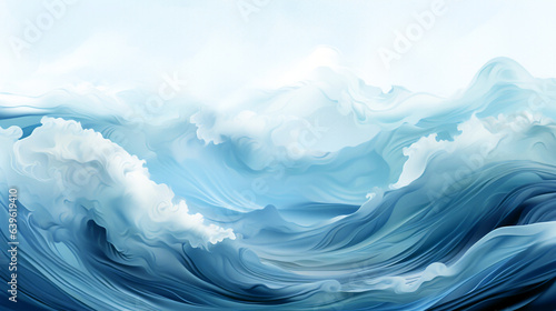Ocean Waves, A rough sea with multiple splashing waves for a background. Blue and White Sea Waters. 16:9 wide aspect ratio.