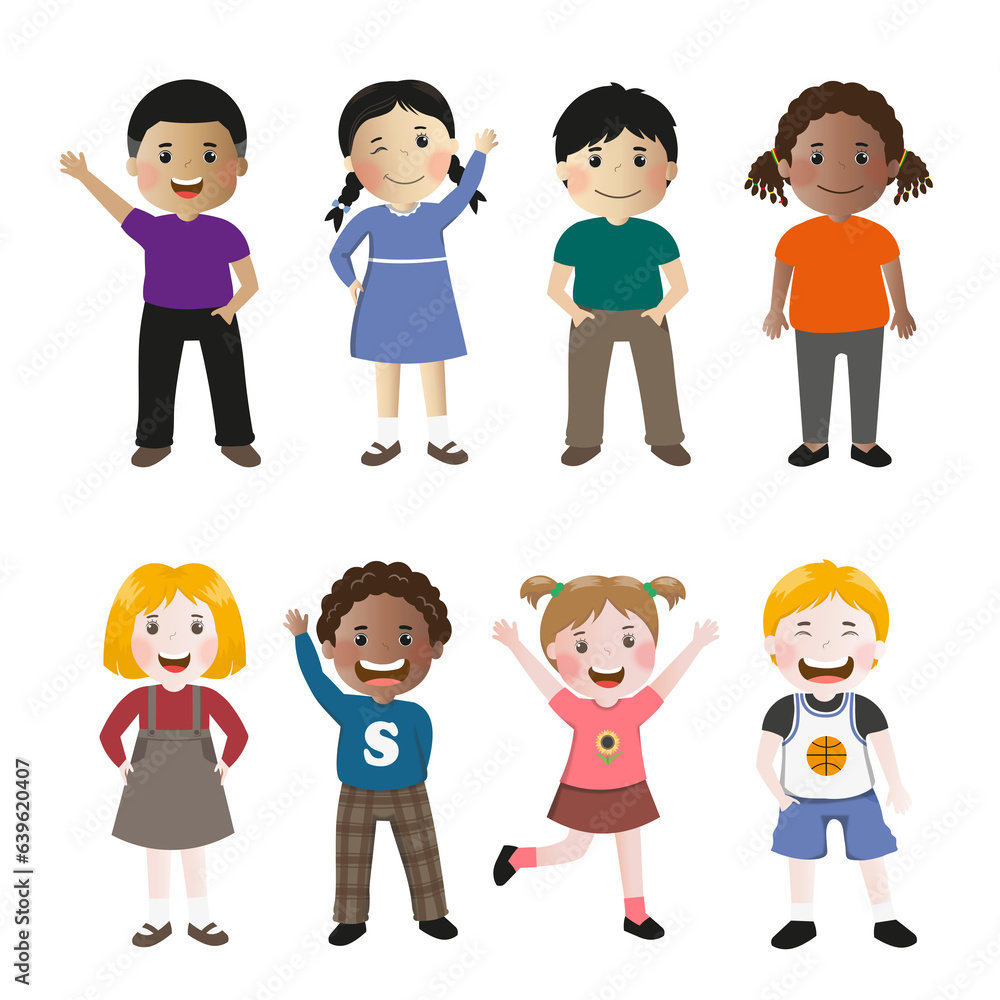 set of kids cartoon from all over the world illustration vector set of kids cartoon from all over the world illustration vector