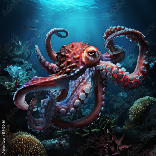 King octopus at the bottom of the sea