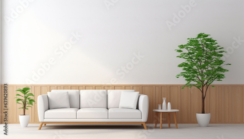 Neutral Waiting Oasis  Modern Room with Empty White Wall
