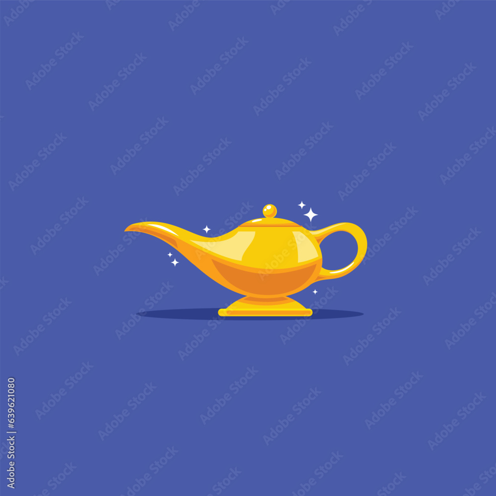 A Genie Lamp in blue Background. Isolated Vector Illustration A Genie Lamp in blue Background. Isolated Vector Illustration