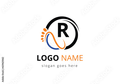 Letter R Foot and care Logo Design Vector Template.