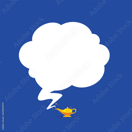 A genie lamp and blank bubble. Isolated Vector Illustration