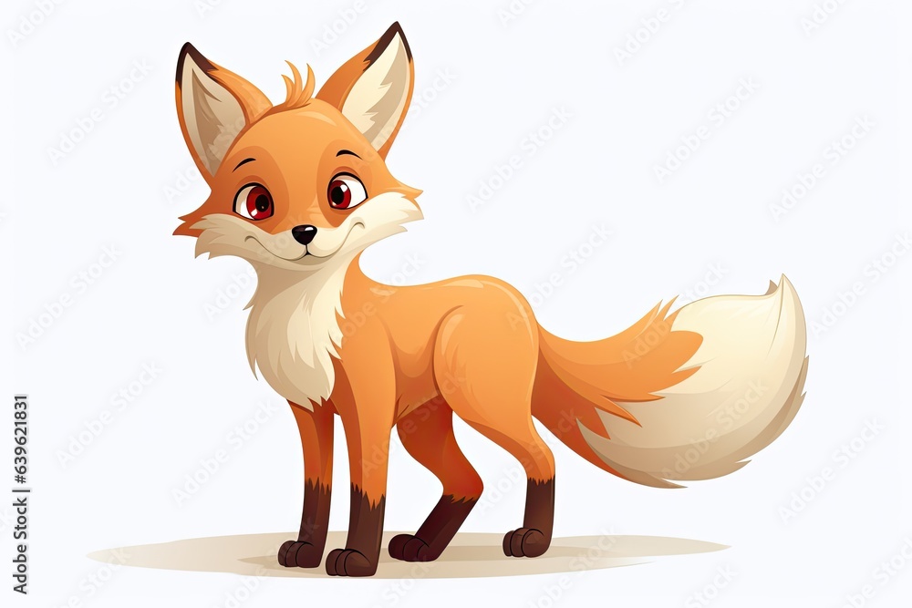 Fototapeta premium beautiful hand drawn red fox on a white background