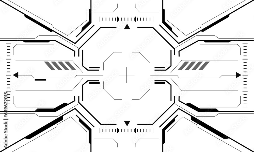 Obraz premium HUD sci-fi interface screen monochrome view design virtual reality futuristic technology display vector